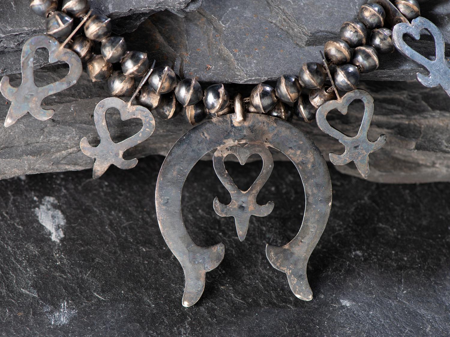 Navajo Silver Squash Blossom Necklace