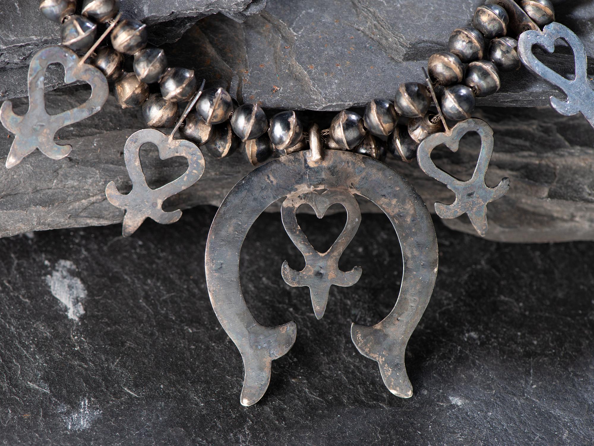 Navajo Silver Squash Blossom Necklace
