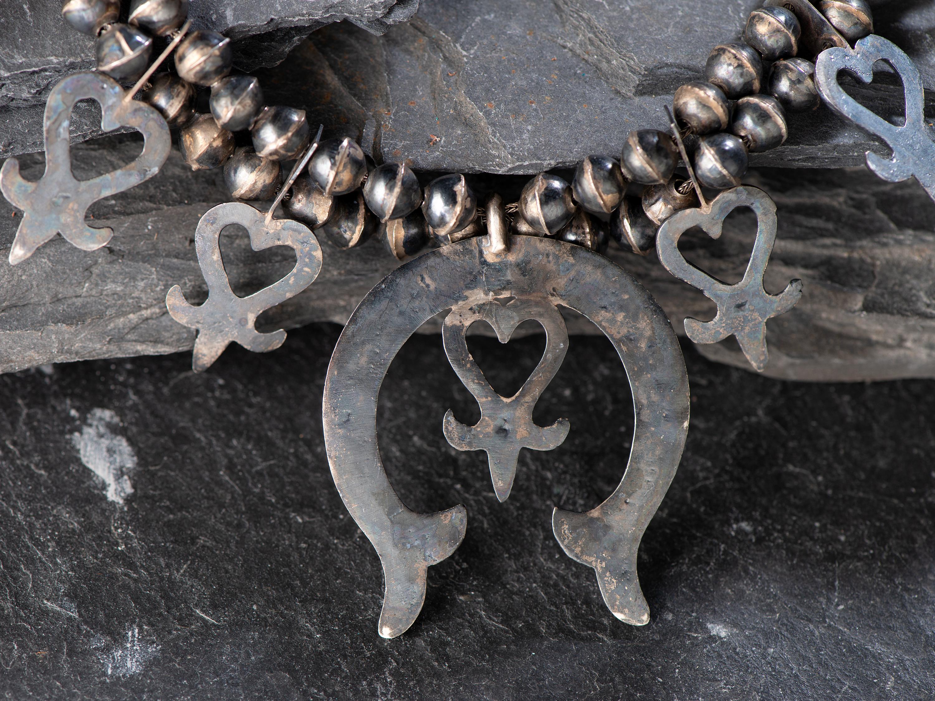 Navajo Silver Squash Blossom Necklace