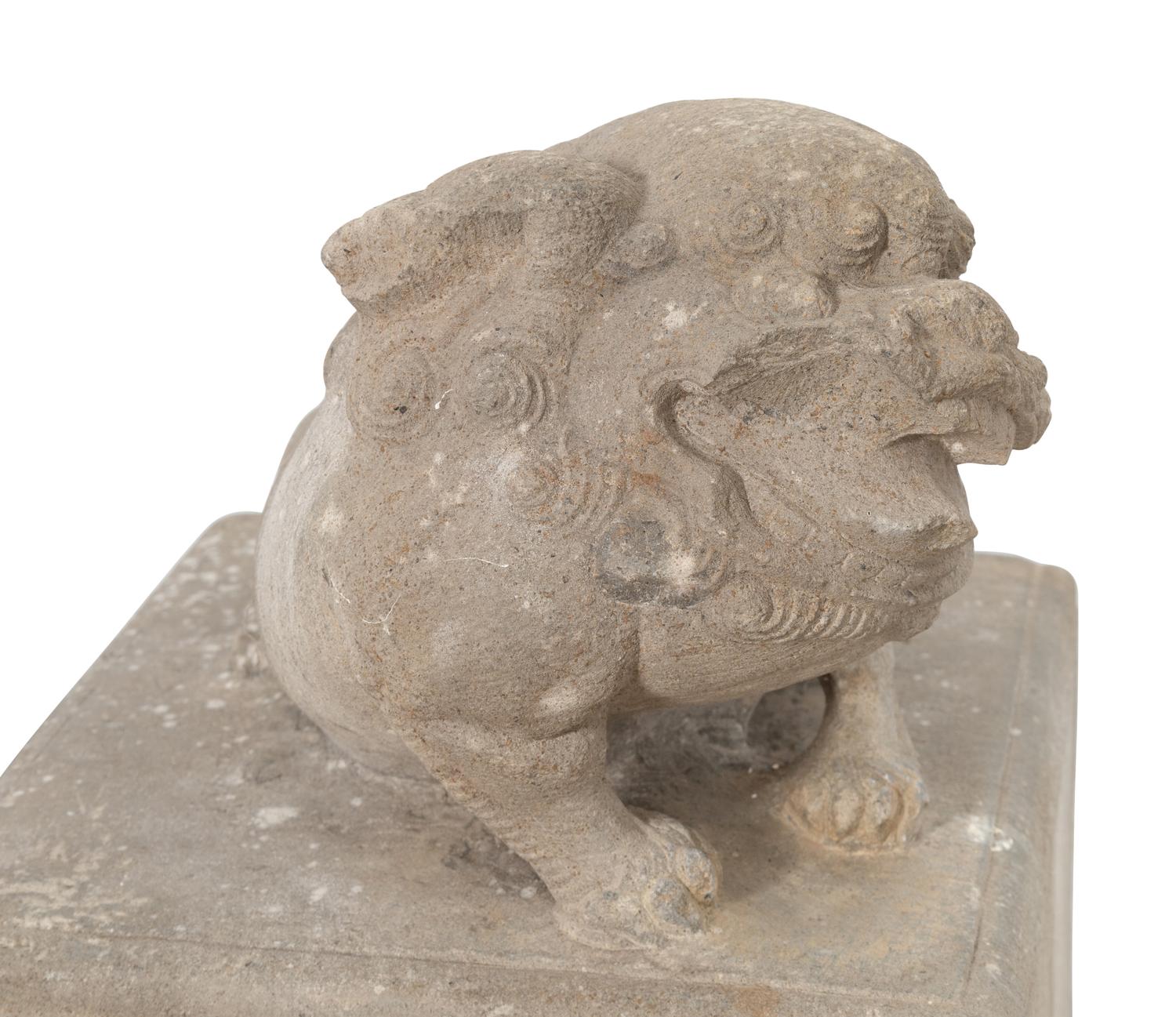 A Pair of Large Chinese Carved Bearing Stones