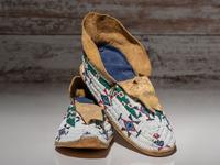 Cheyenne Beaded Buffalo Hide Moccasins