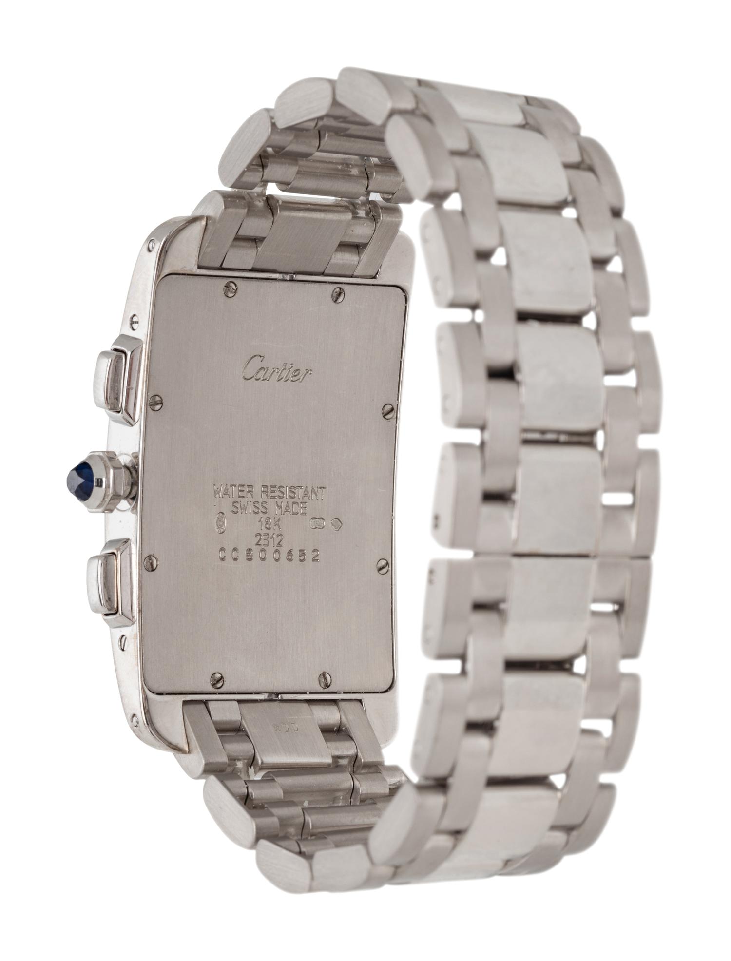 CARTIER, REF. 2312 18K WHITE GOLD 'TANK AMERICAINE' CHRONOGRAPH WATCH