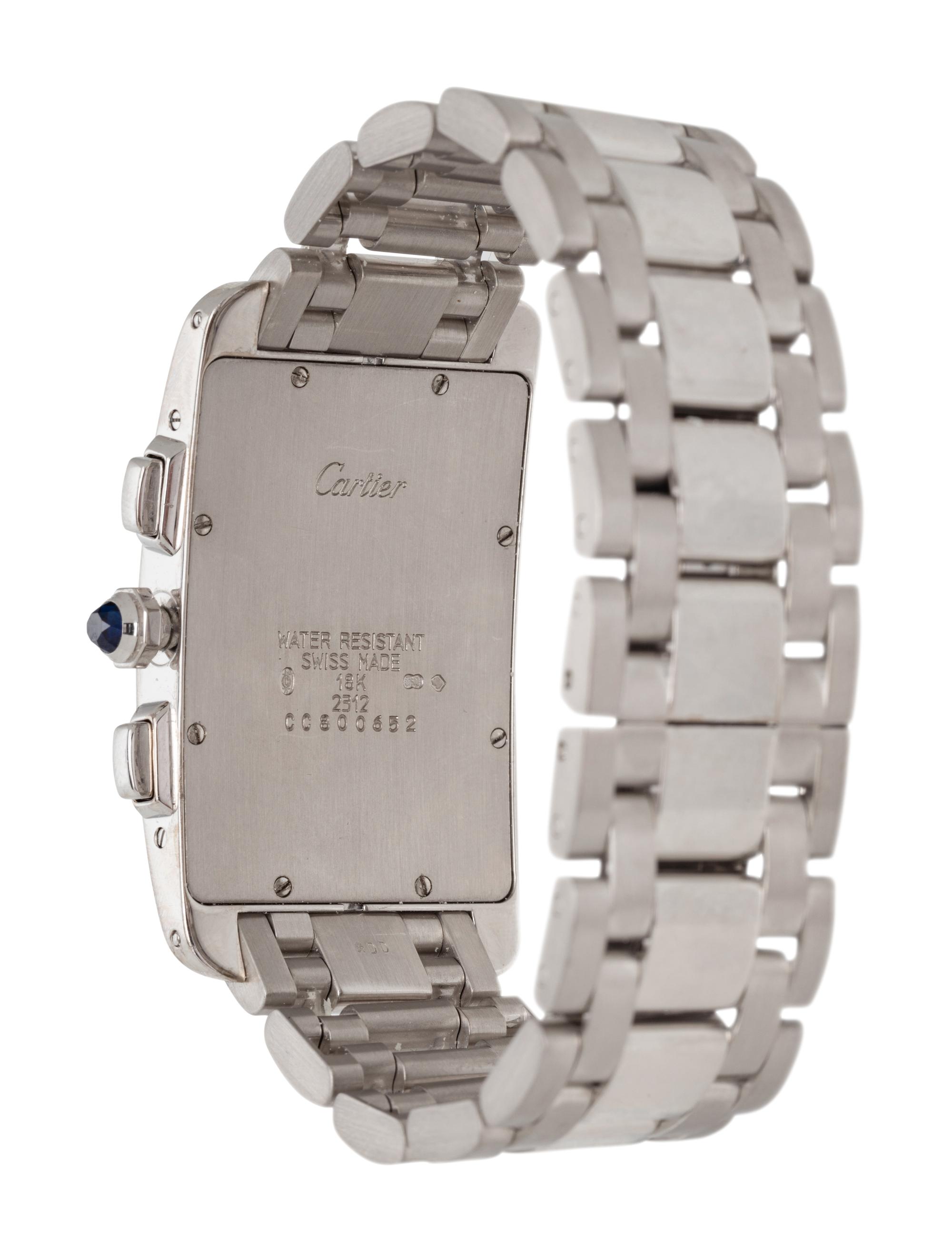 CARTIER, REF. 2312 18K WHITE GOLD 'TANK AMERICAINE' CHRONOGRAPH WATCH
