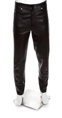 A Gianni Versace Black Leather Men's Pant, Size 52.