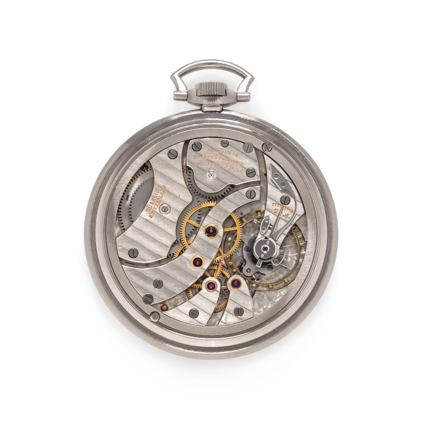 Gubelin, Stainless Steel Open Face Pocket Watch, Circa 1940's