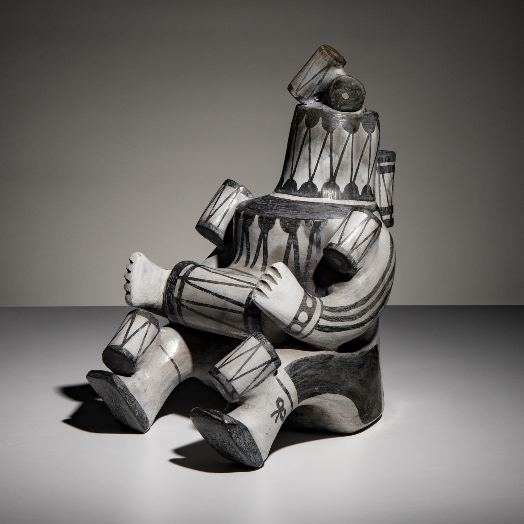 Joshua Madalena (Jemez, 20th century) — Seated Storyteller Pottery Figure, 2024