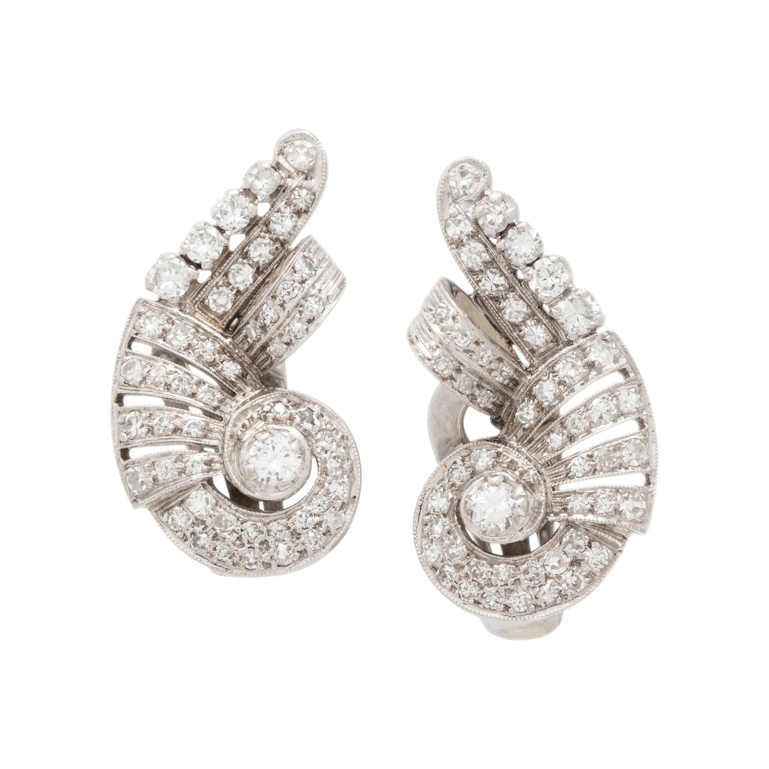WHITE GOLD AND DIAMOND CLIP EARRINGS