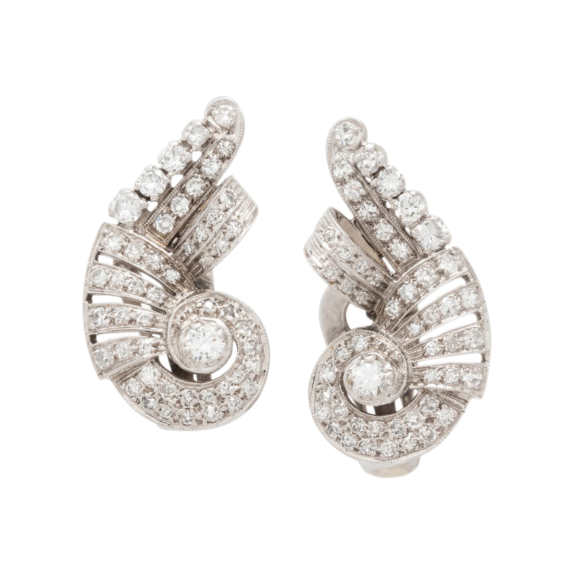 WHITE GOLD AND DIAMOND CLIP EARRINGS