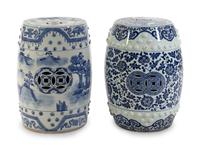 Two Chinese Blue and White Porcelain Barrel-form Garden Seats — 20TH CENTURY
