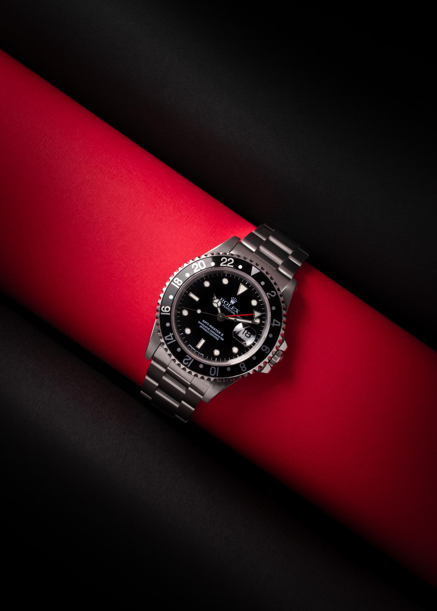 ROLEX, REF. 16710 STAINLESS STEEL 'OYSTER PERPETUAL GMT-MASTER II' WRISTWATCH, CIRCA 1993
