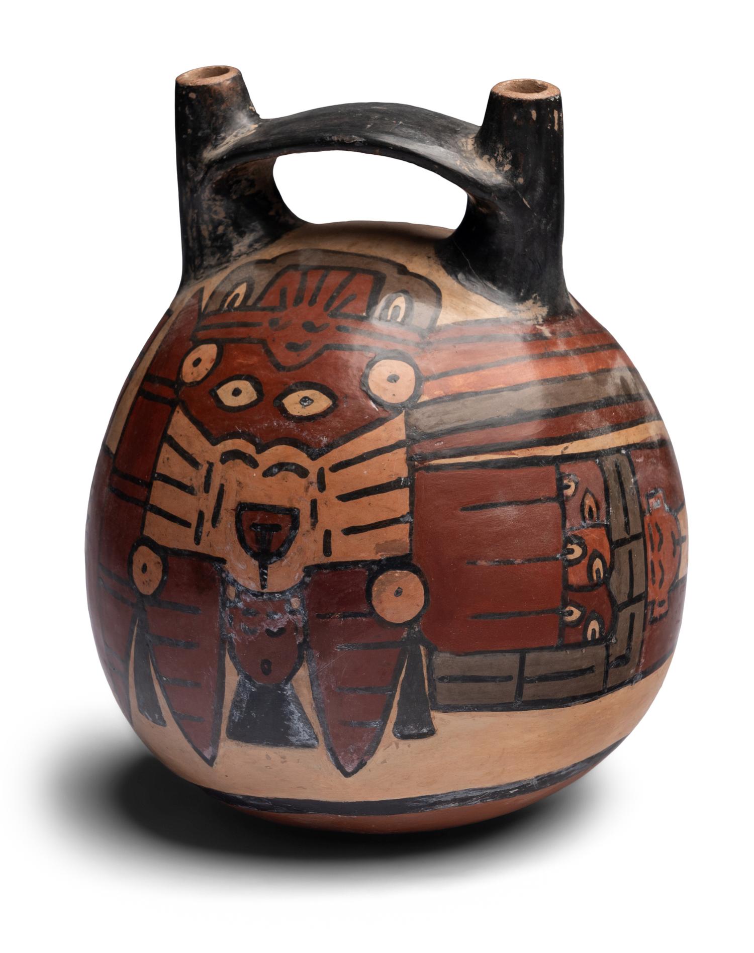 A Nazca Polychrome Stirrup Vessel