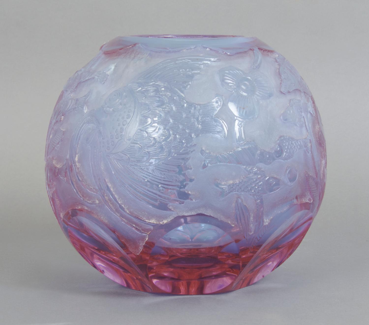 A Moser Glass Vase, Height 7 inches.