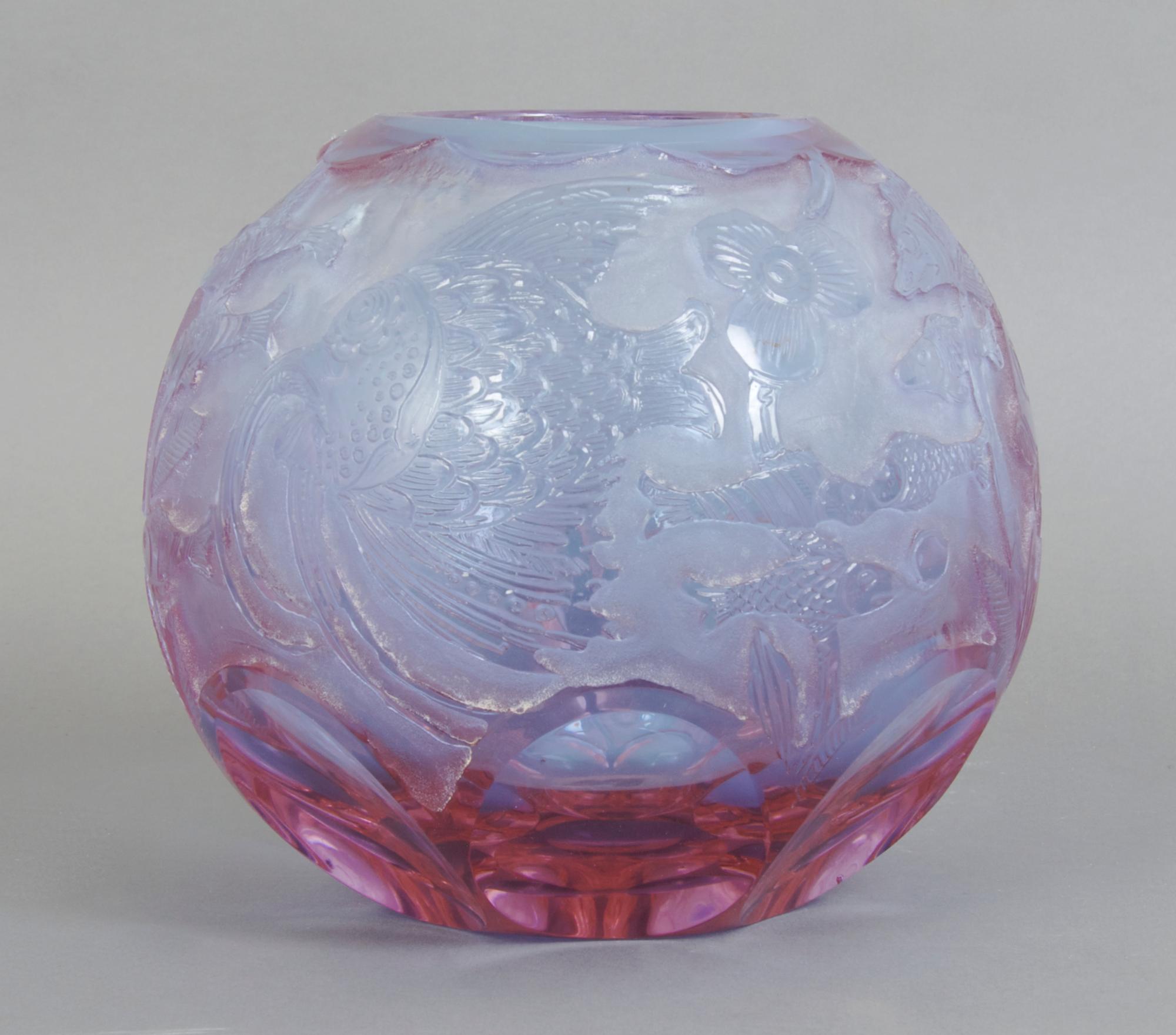 A Moser Glass Vase, Height 7 inches.