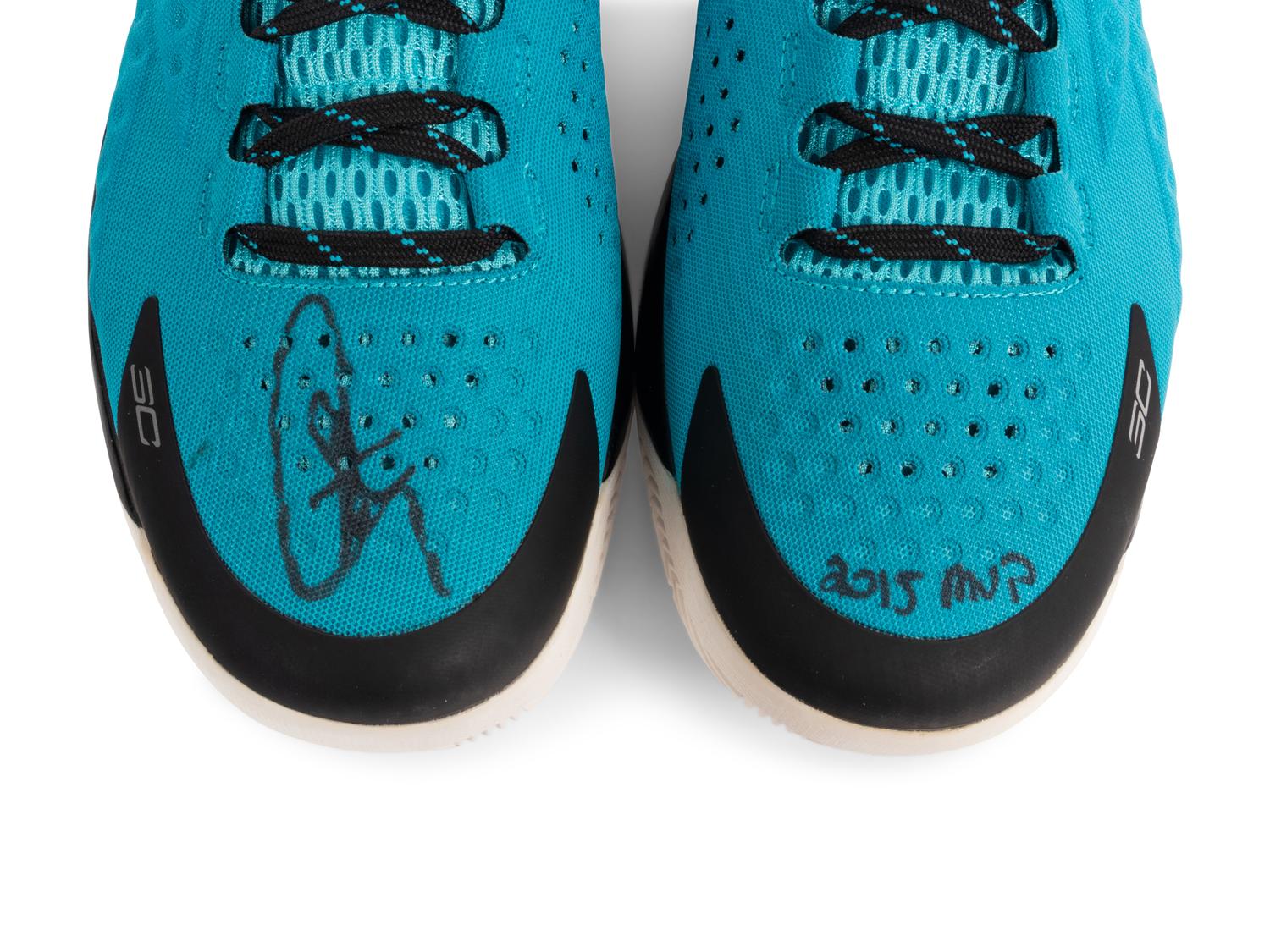 A Pair of Stephen Curry Signed Autograph Under Armour Basketball Shoes (Stephen Curry Authenticated),
