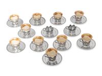 A Set of Twelve Tiffany and Co. Silver Coffee Cups and Saucers