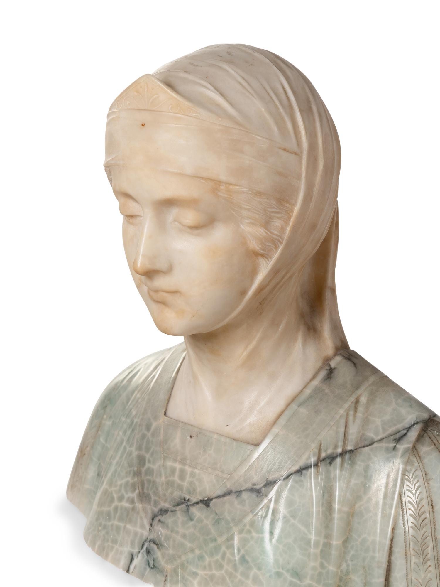 Two Continental Variegated Marble Busts of Women