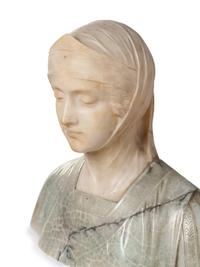 Two Continental Variegated Marble Busts of Women