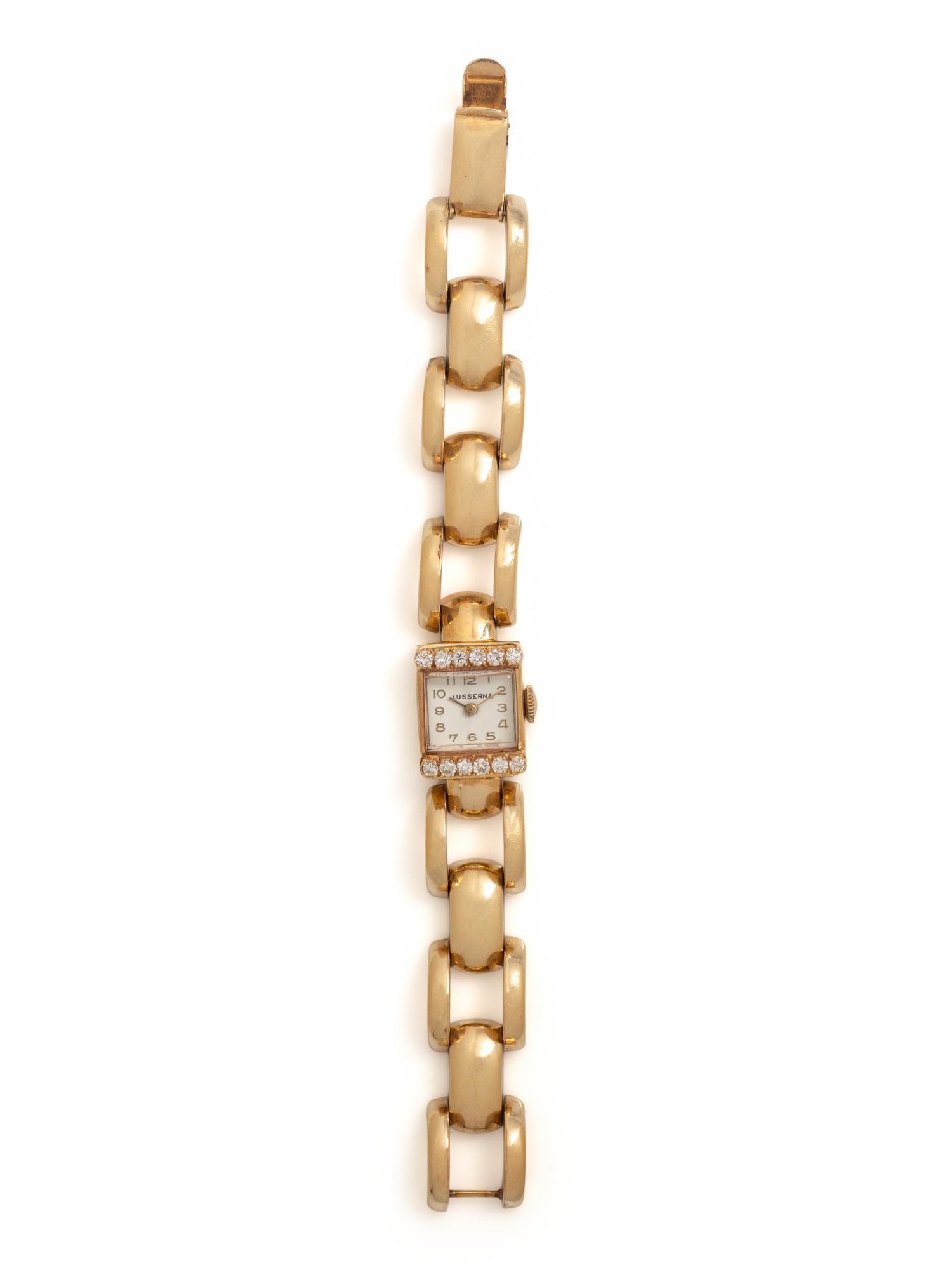 LUSSERNIA, 14K YELLOW GOLD AND DIAMOND WATCH