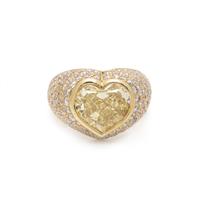 FANCY INTENSE YELLOW DIAMOND AND DIAMOND RING