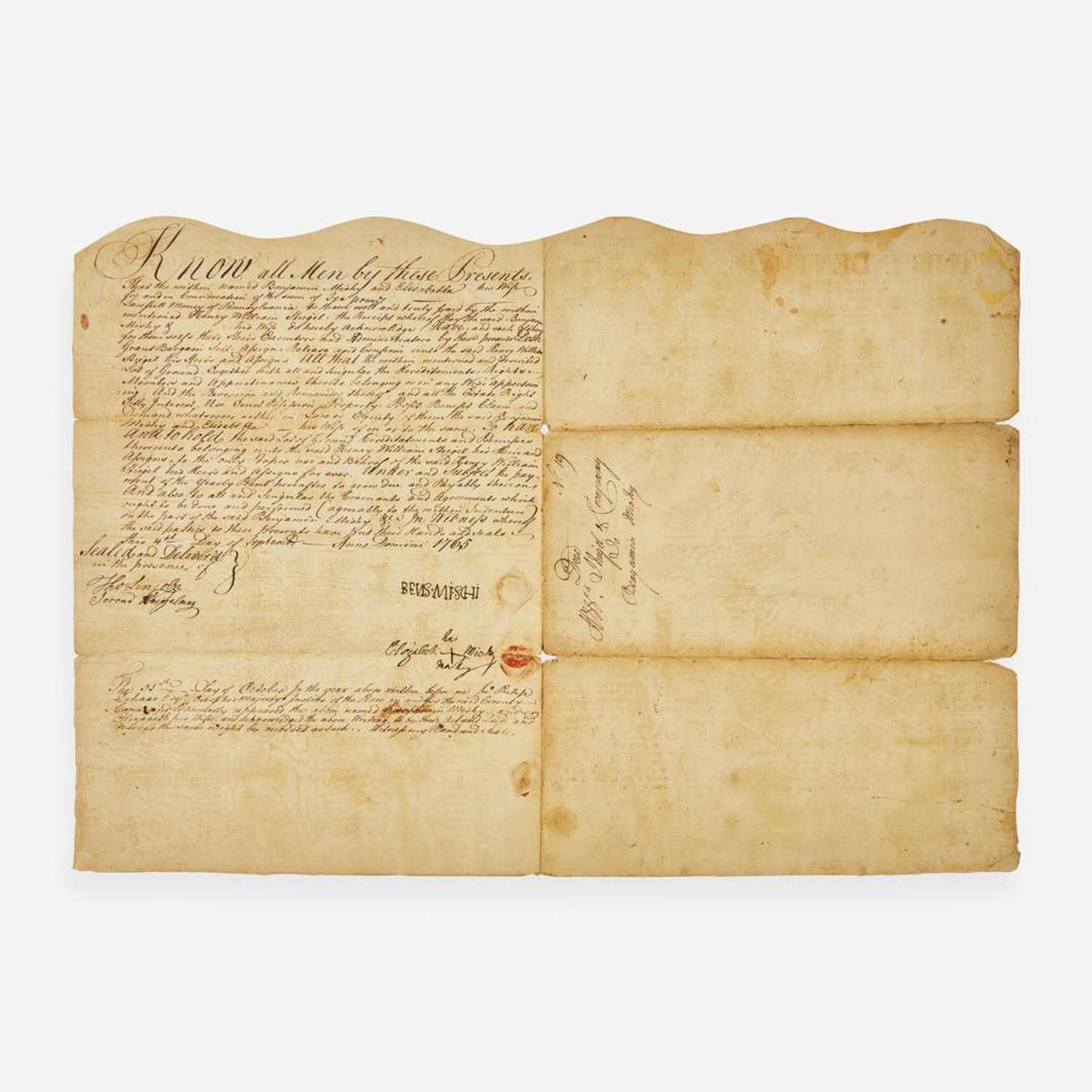 [Americana] Graeme, Elizabeth and Francis Hopkinson. Partially-Printed Document, signed