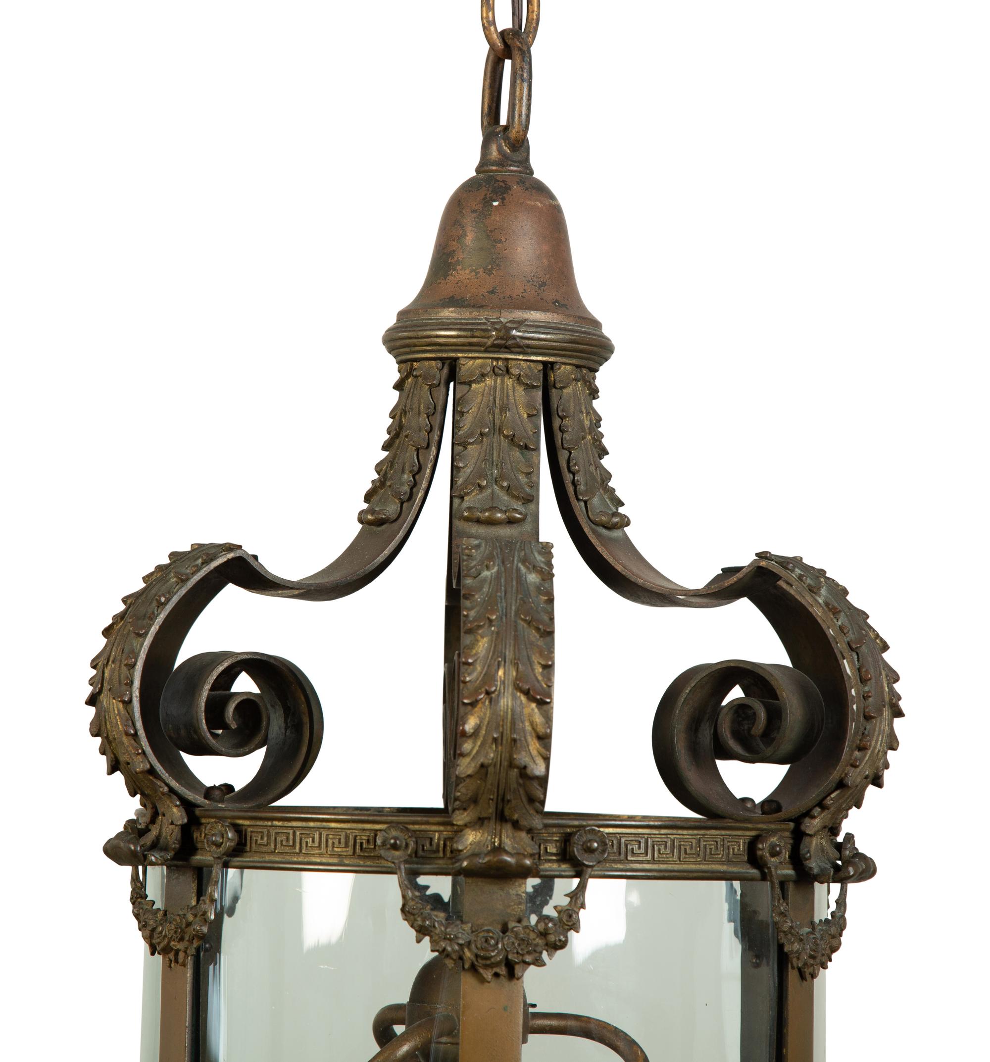 A Pair of Continental Bronze Hall Lanterns