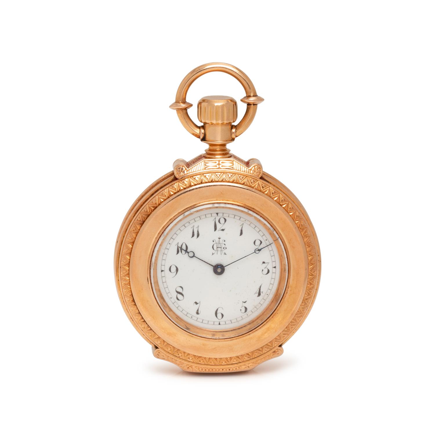WALTHAM, 18K YELLOW GOLD OPEN FACE POCKET WATCH