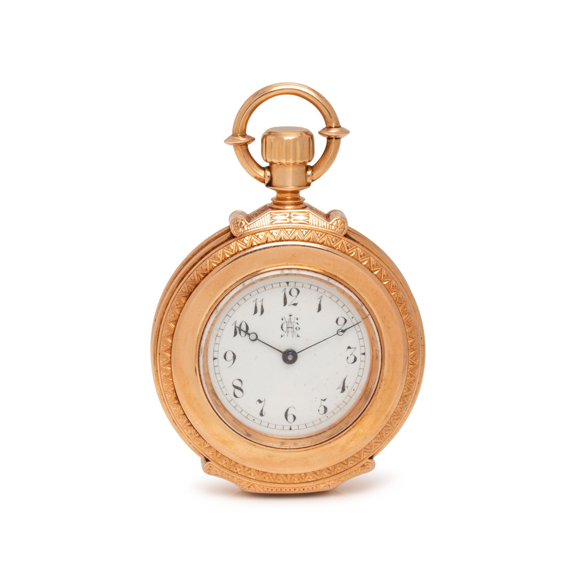WALTHAM, 18K YELLOW GOLD OPEN FACE POCKET WATCH