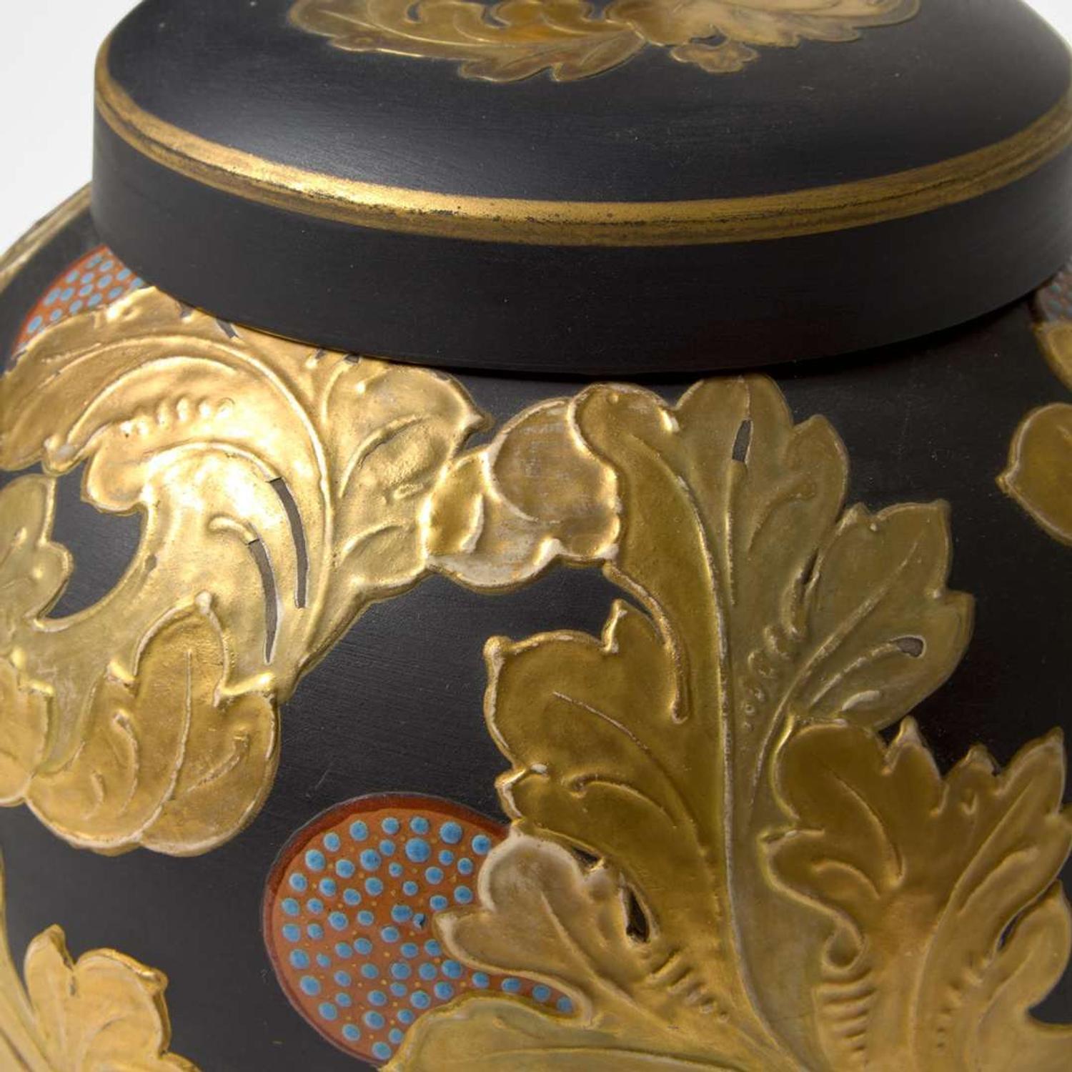 A Wedgwood Auro Basalt Covered Potpourri Jar UK, circa 1885