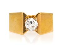 A 14 Karat Yellow Gold and Diamond Solitaire Ring, 4.80 dwts.