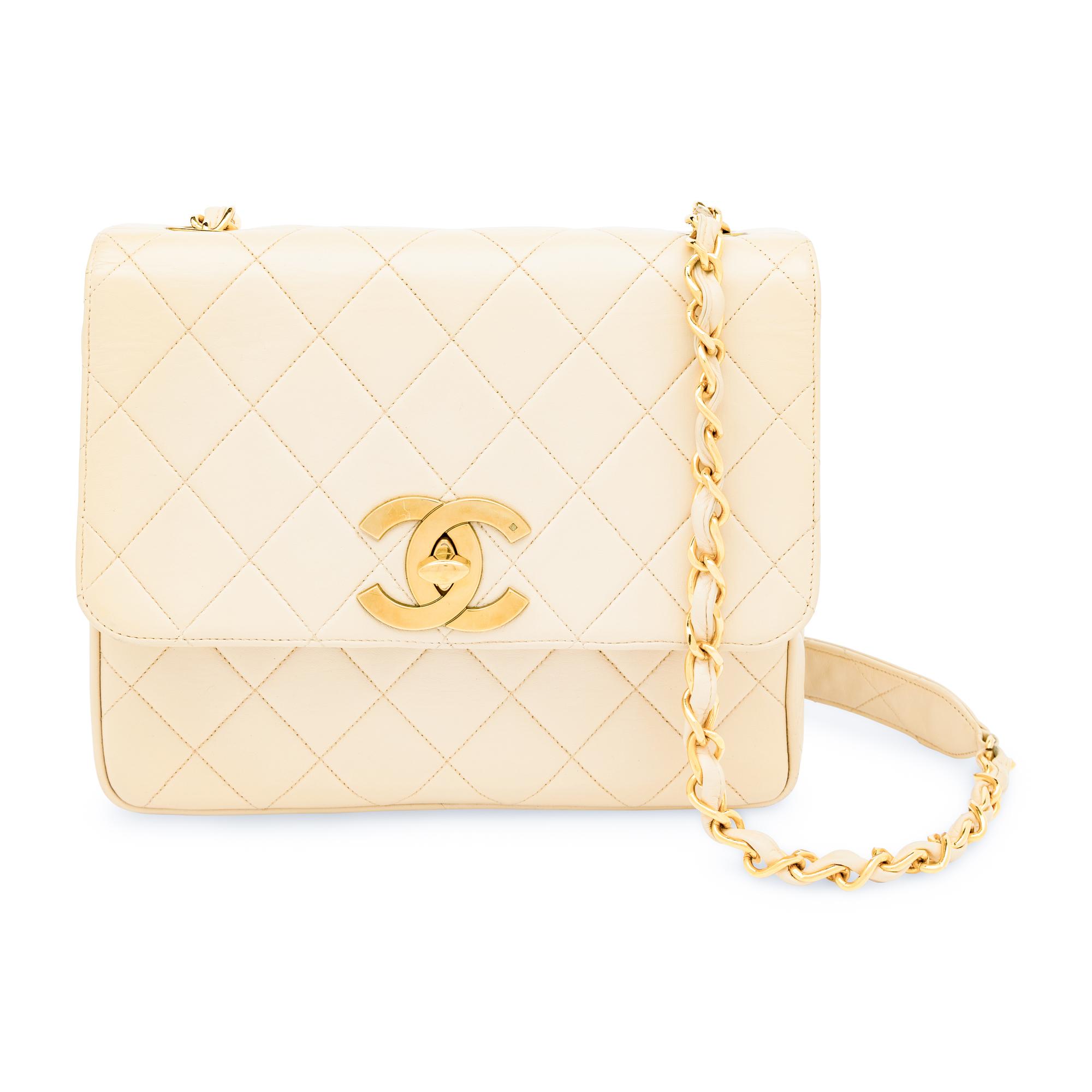 Chanel, Flap Bag in Quilted Ecru Leather