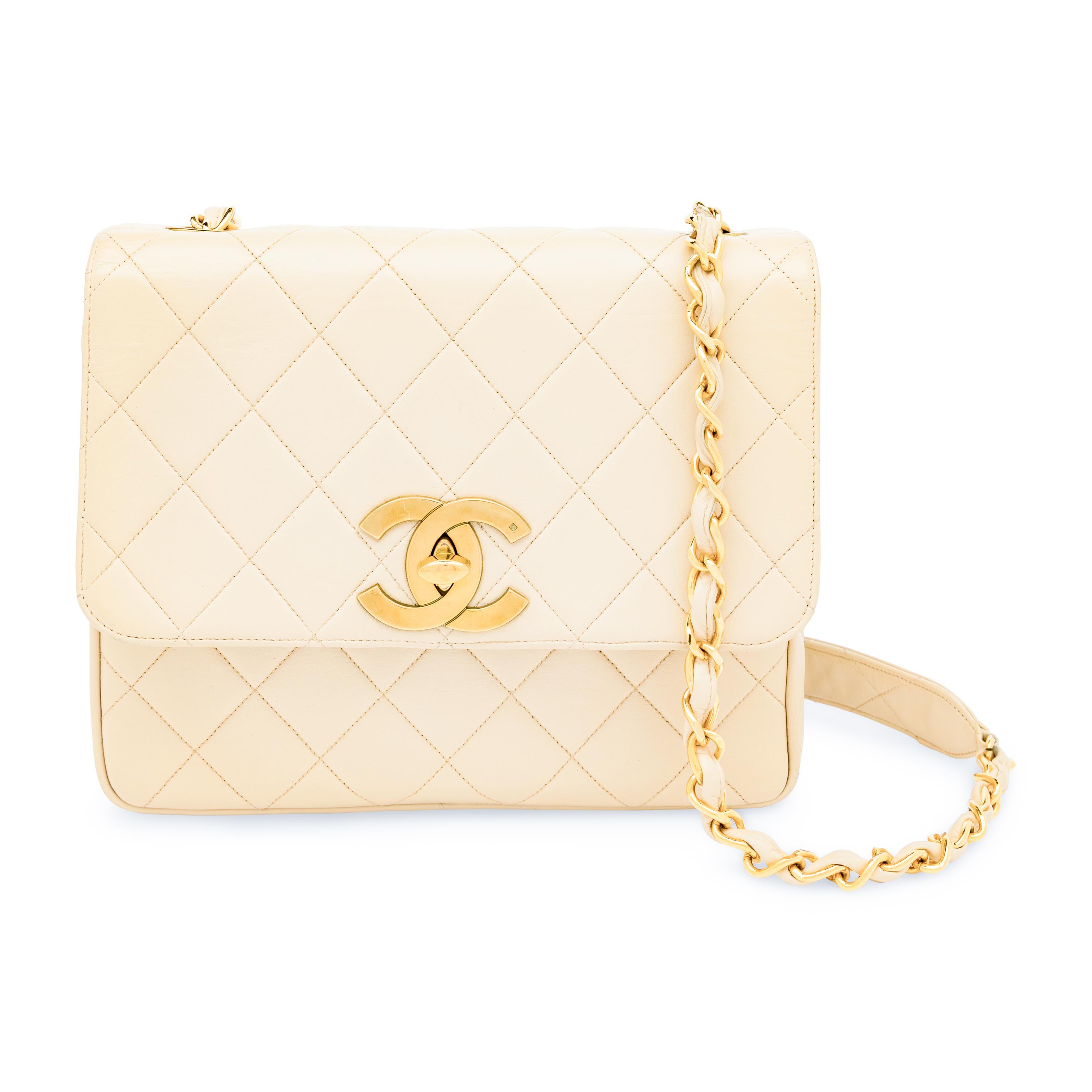 Chanel, Flap Bag in Quilted Ecru Leather