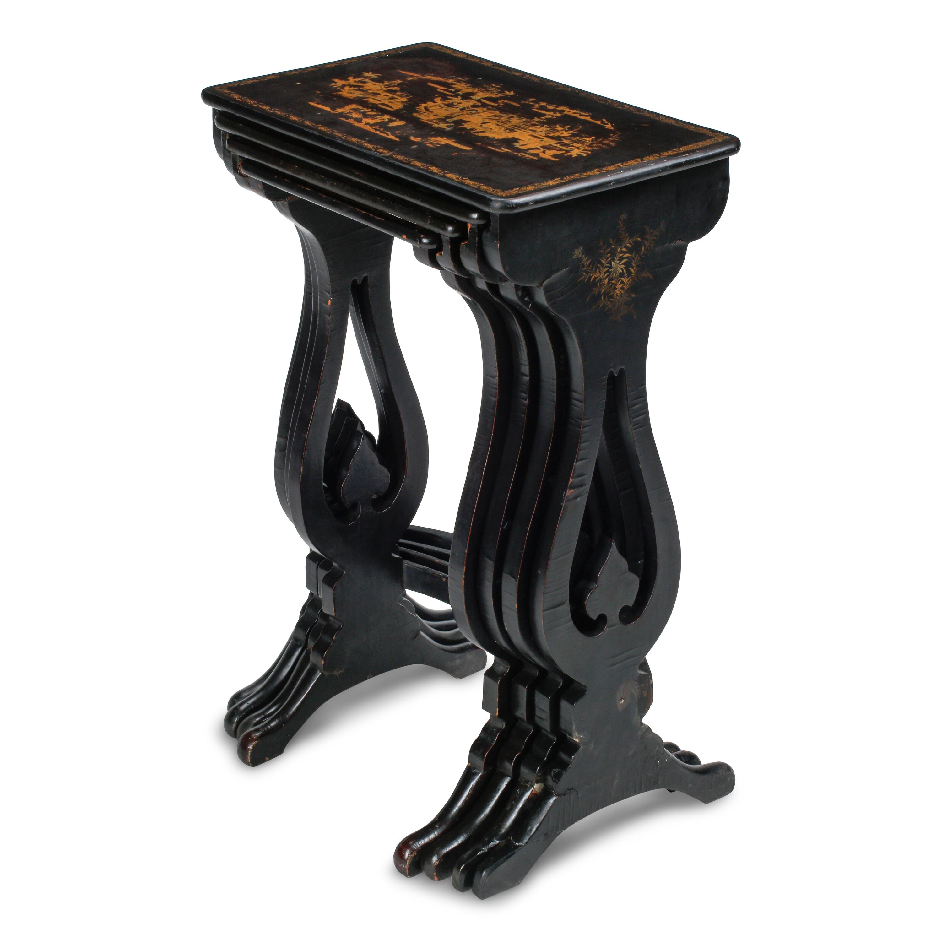 A Set of English Black-Japanned Nesting Tables