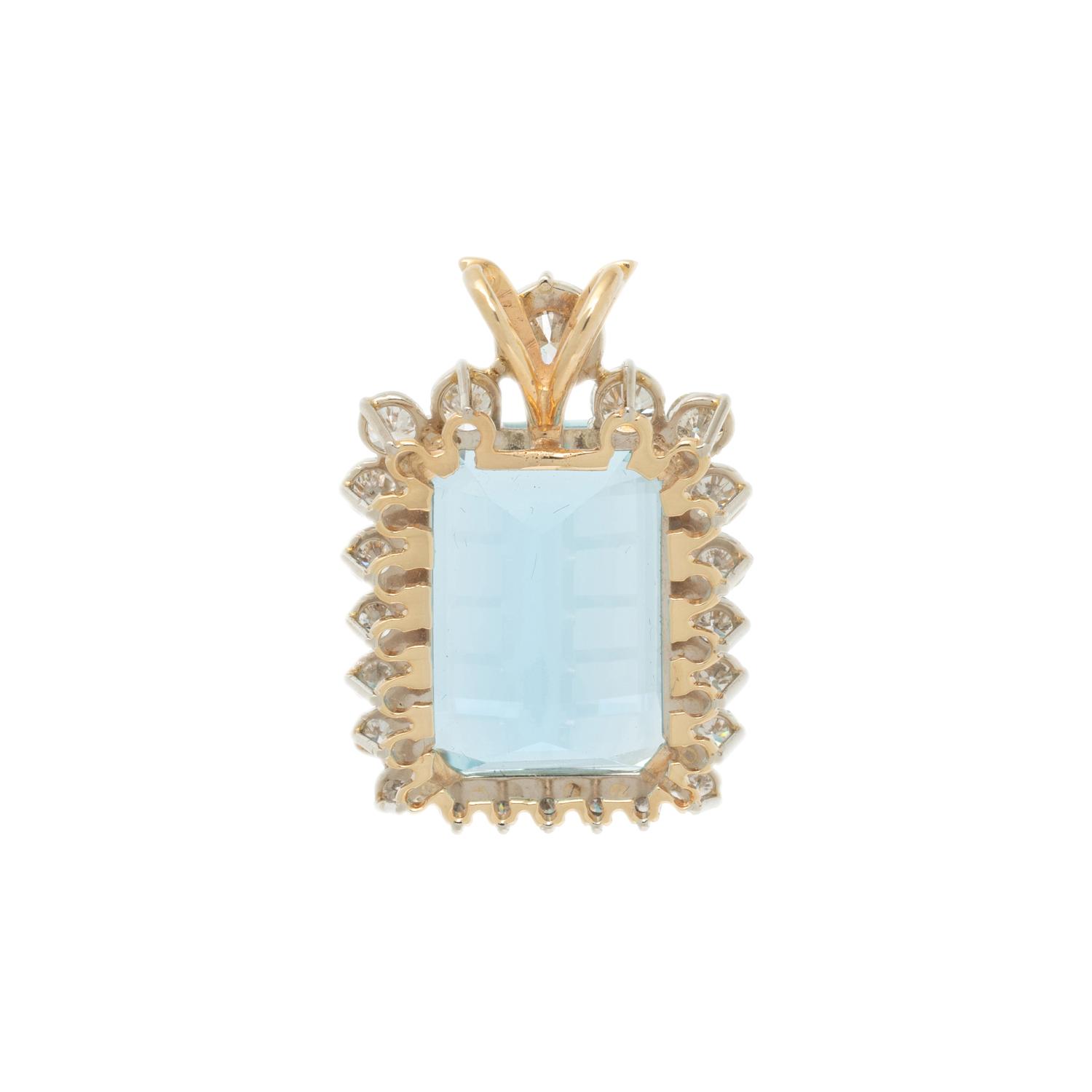 Aquamarine, Diamond, and Yellow Gold Pendant
