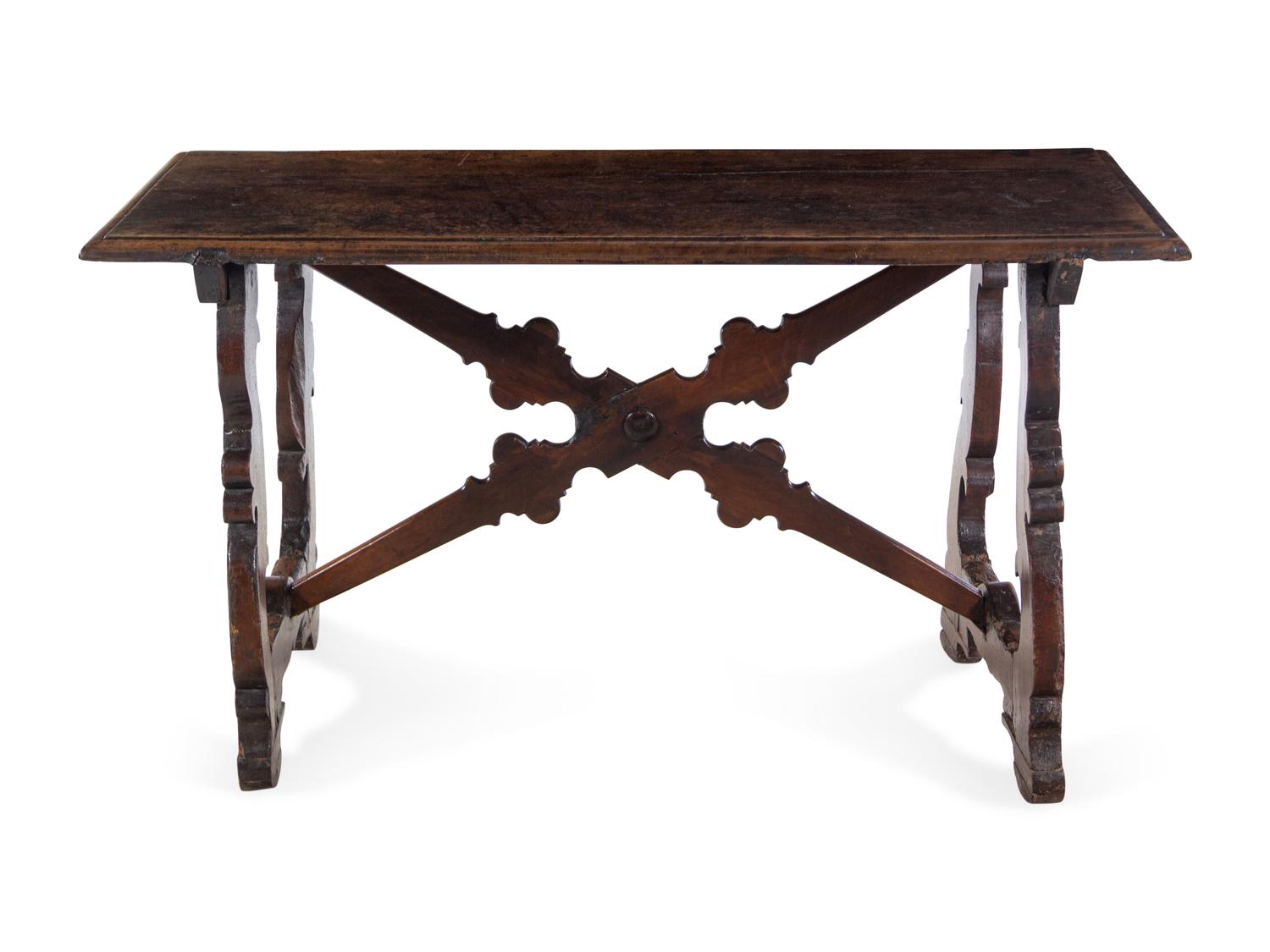 An Italian Walnut Trestle Table