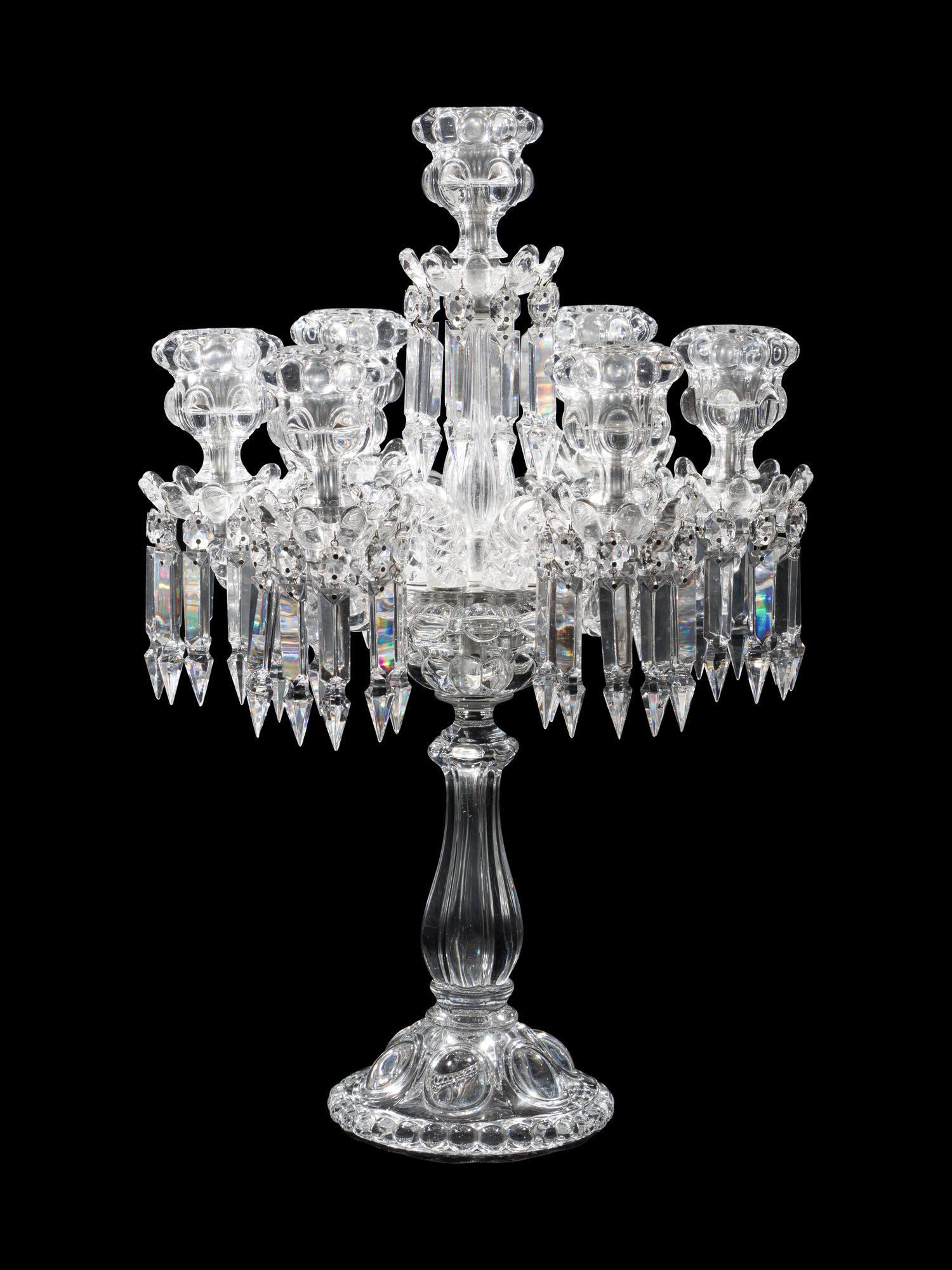 A Baccarat Molded Glass Seven-Light Candelabrum