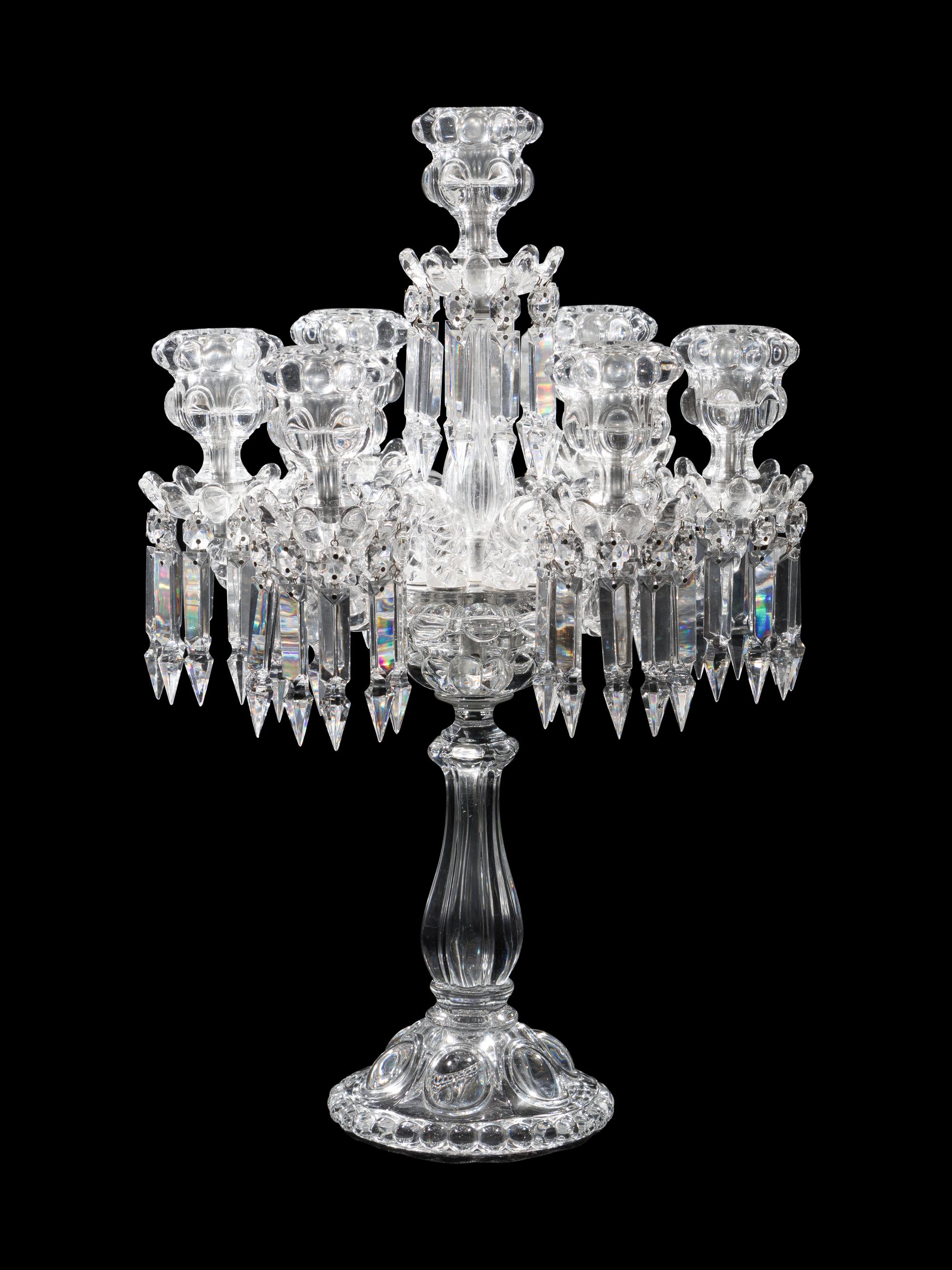 A Baccarat Molded Glass Seven-Light Candelabrum