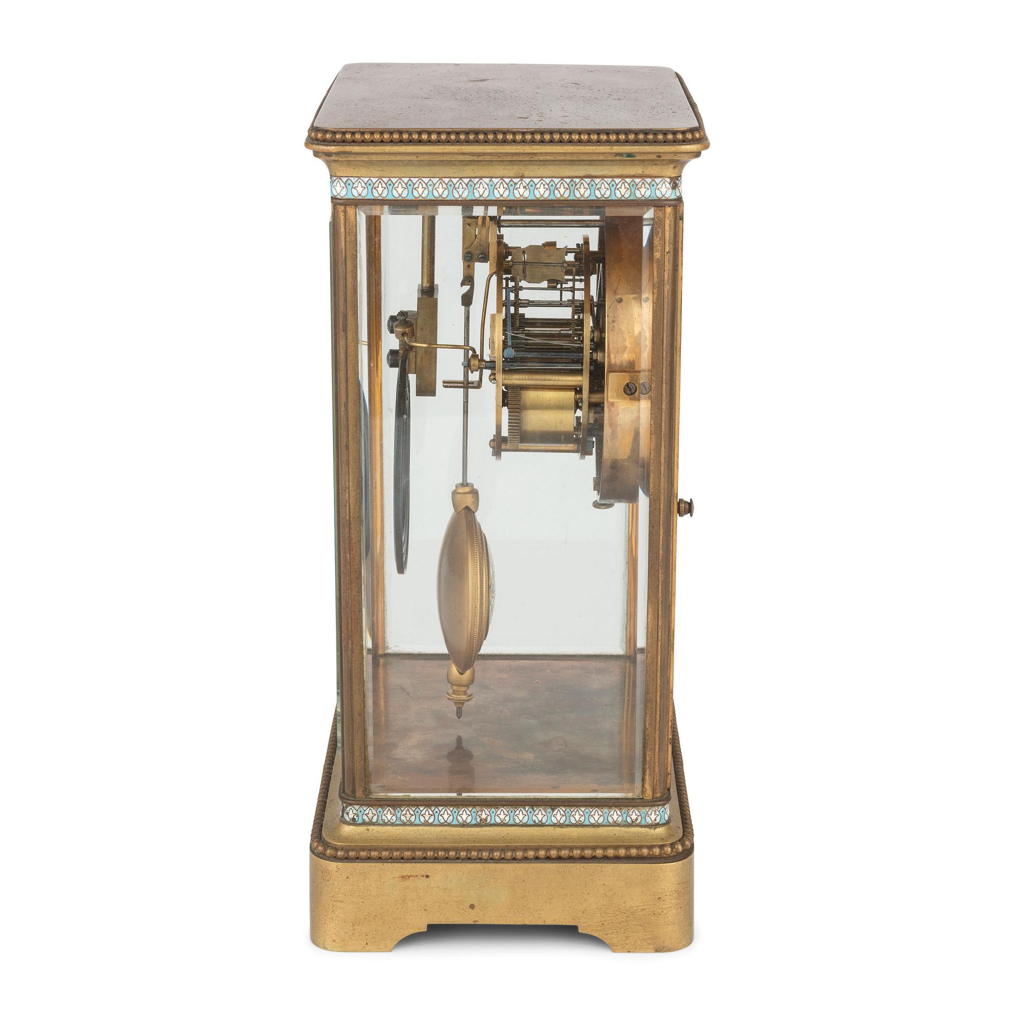 A Japy Freres Gilt Bronze and Champleve Clock