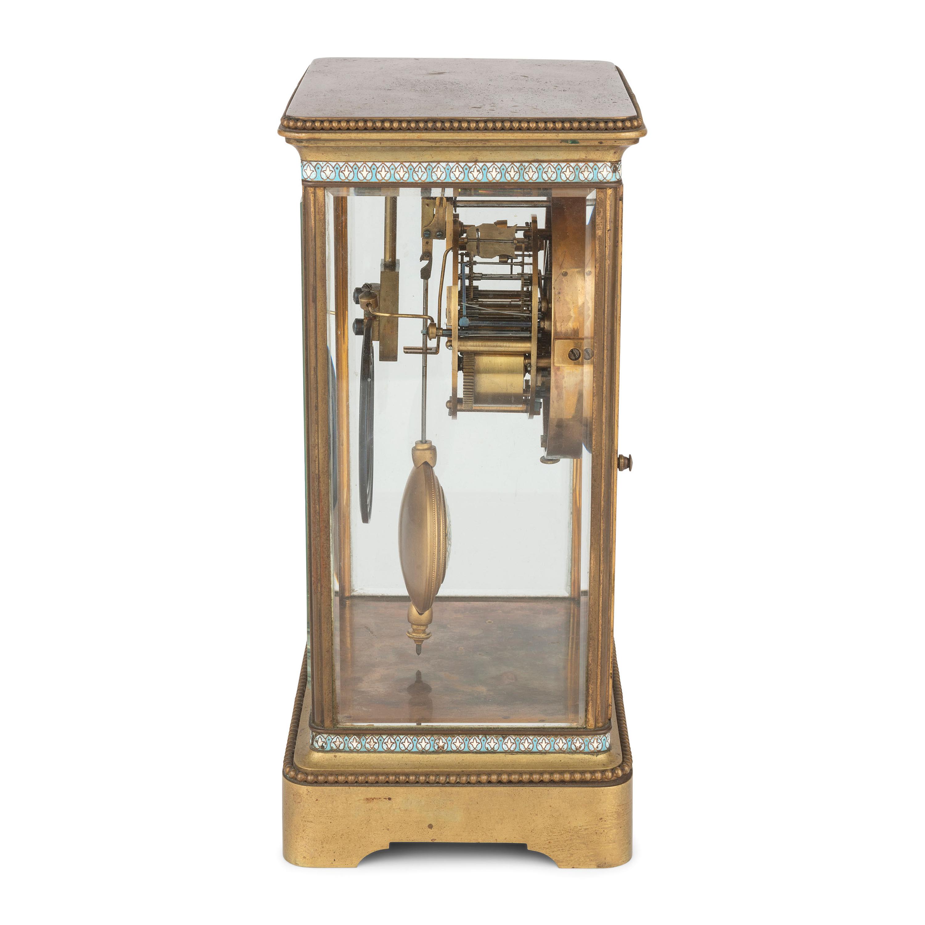 A Japy Freres Gilt Bronze and Champleve Clock