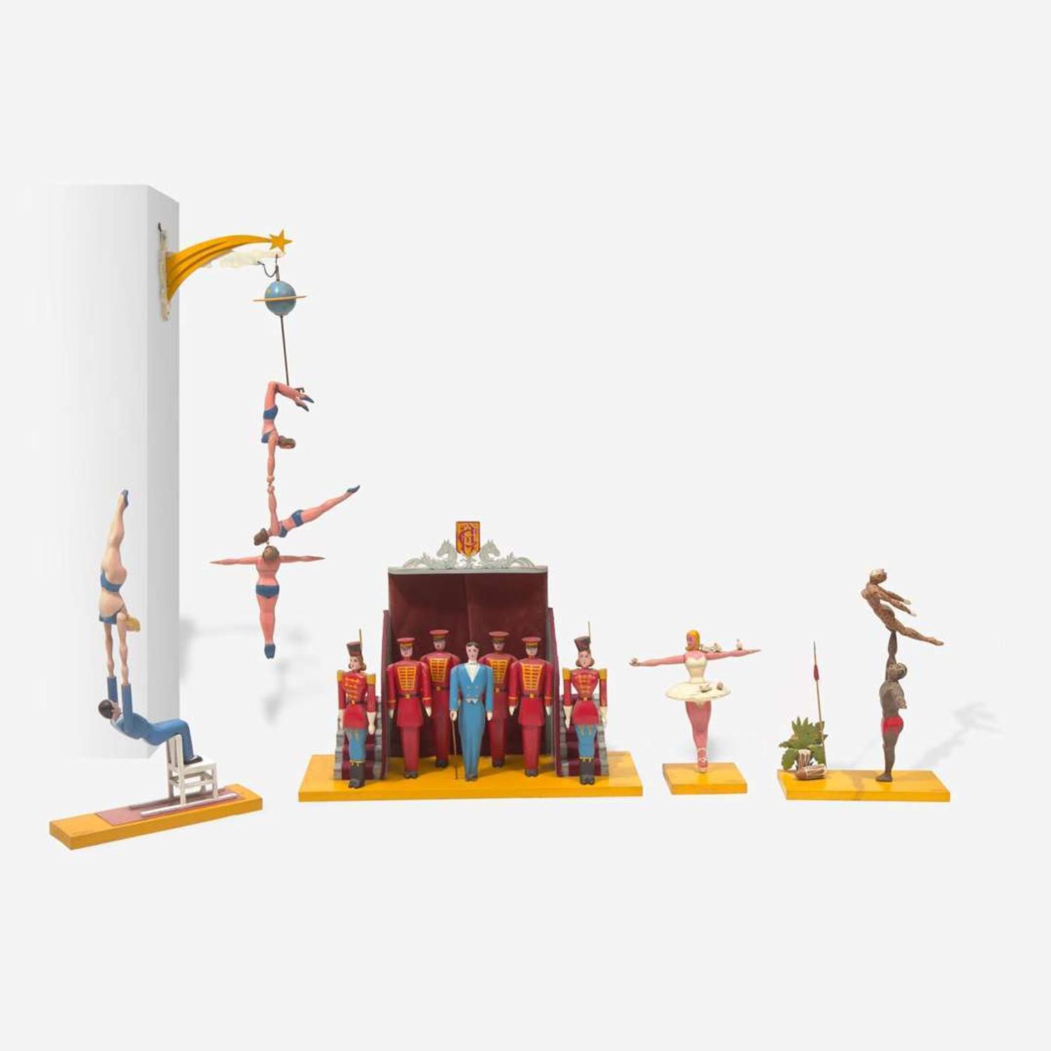 Roger Guit (French, 1899-1978) A Group of Five Carved and Painted Circus Act Dioramas