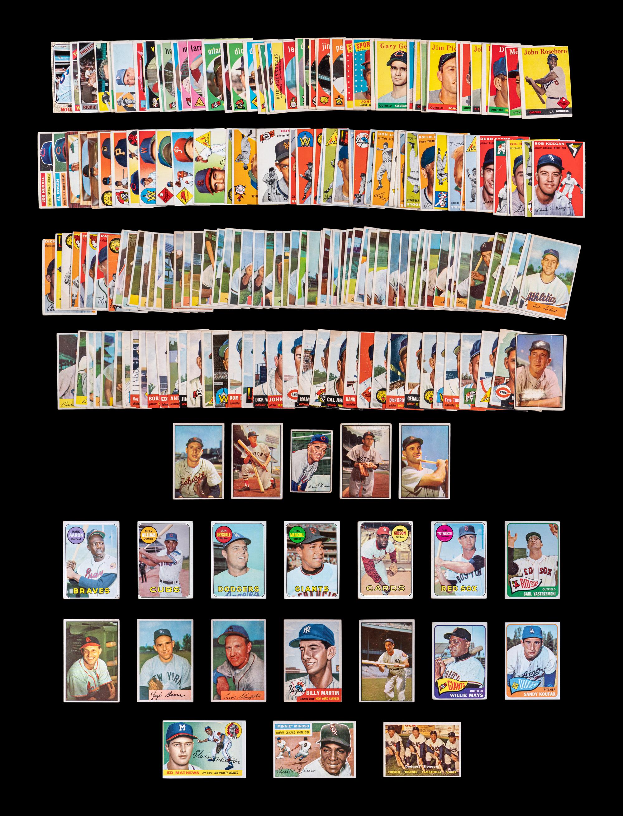 A Group of Over 200 1950s-60s Baseball Cards Including Multiple Hall of Famers,