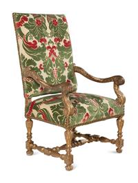 A George II Style Gilt-Oak Armchair