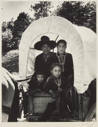 Navajo Family in Covered Wagon, 1934