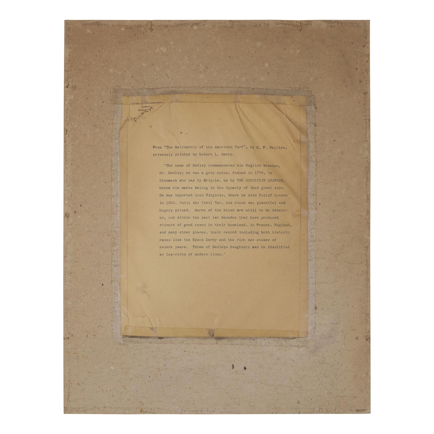 [Horse Racing] An Early and Possibly the Only Extant Example of this 19th Century Broadside Advertising the Stud Services of the Celebrated American Thoroughbred Racehorse Wild Medley