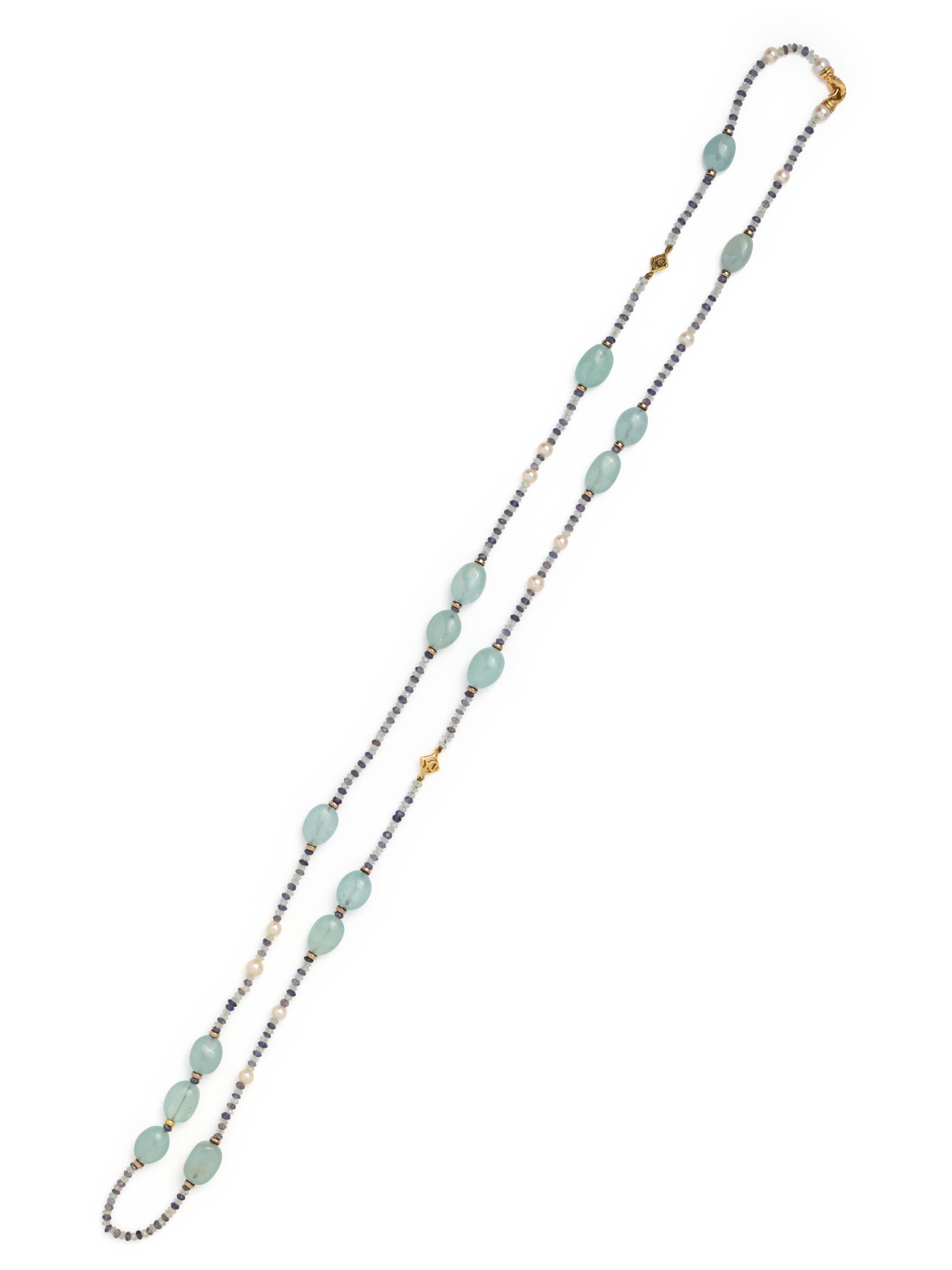 DAVID YURMAN, MULTIGEM AND CULTURED PEARL BEAD NECKLACE
