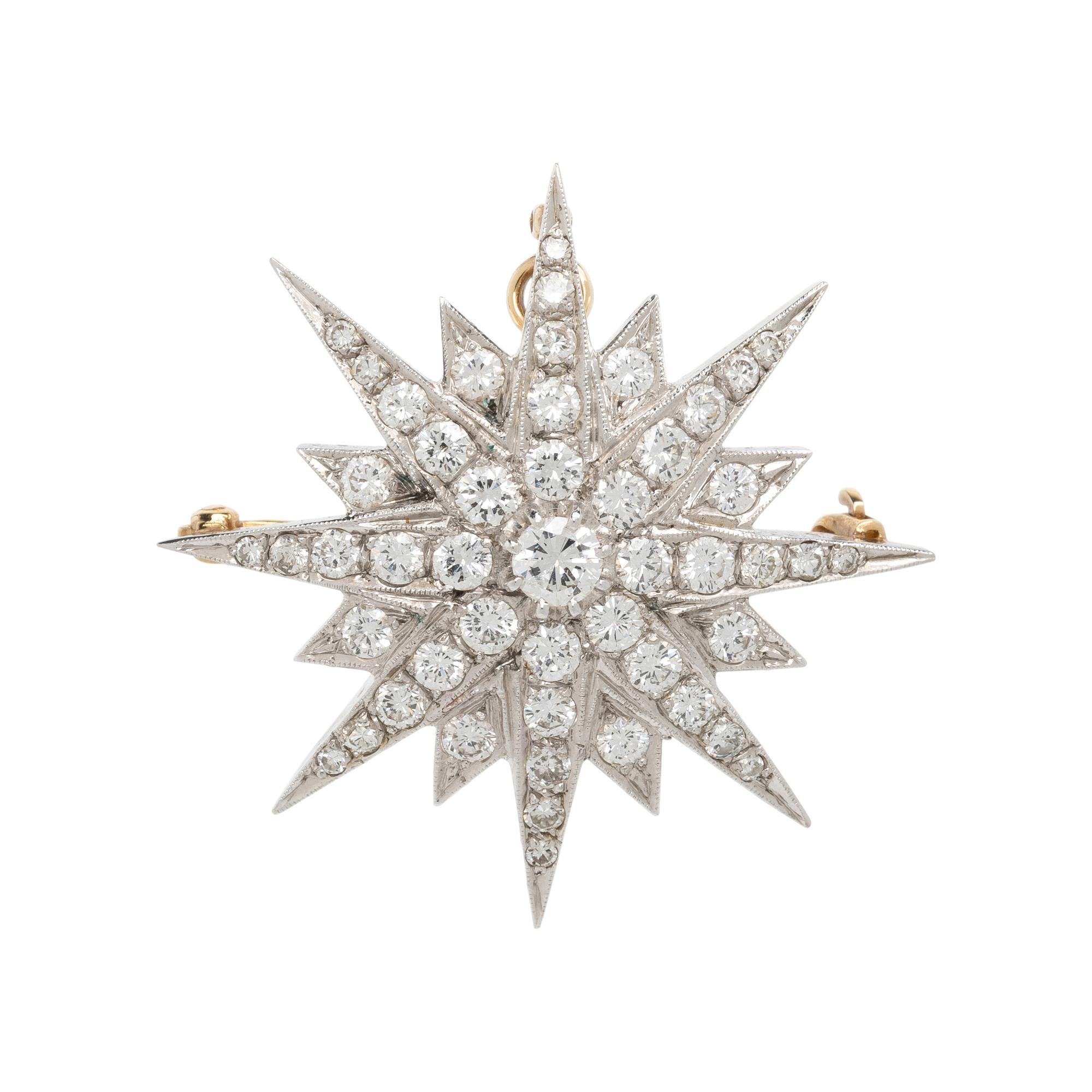 DIAMOND STAR PENDANT BROOCH