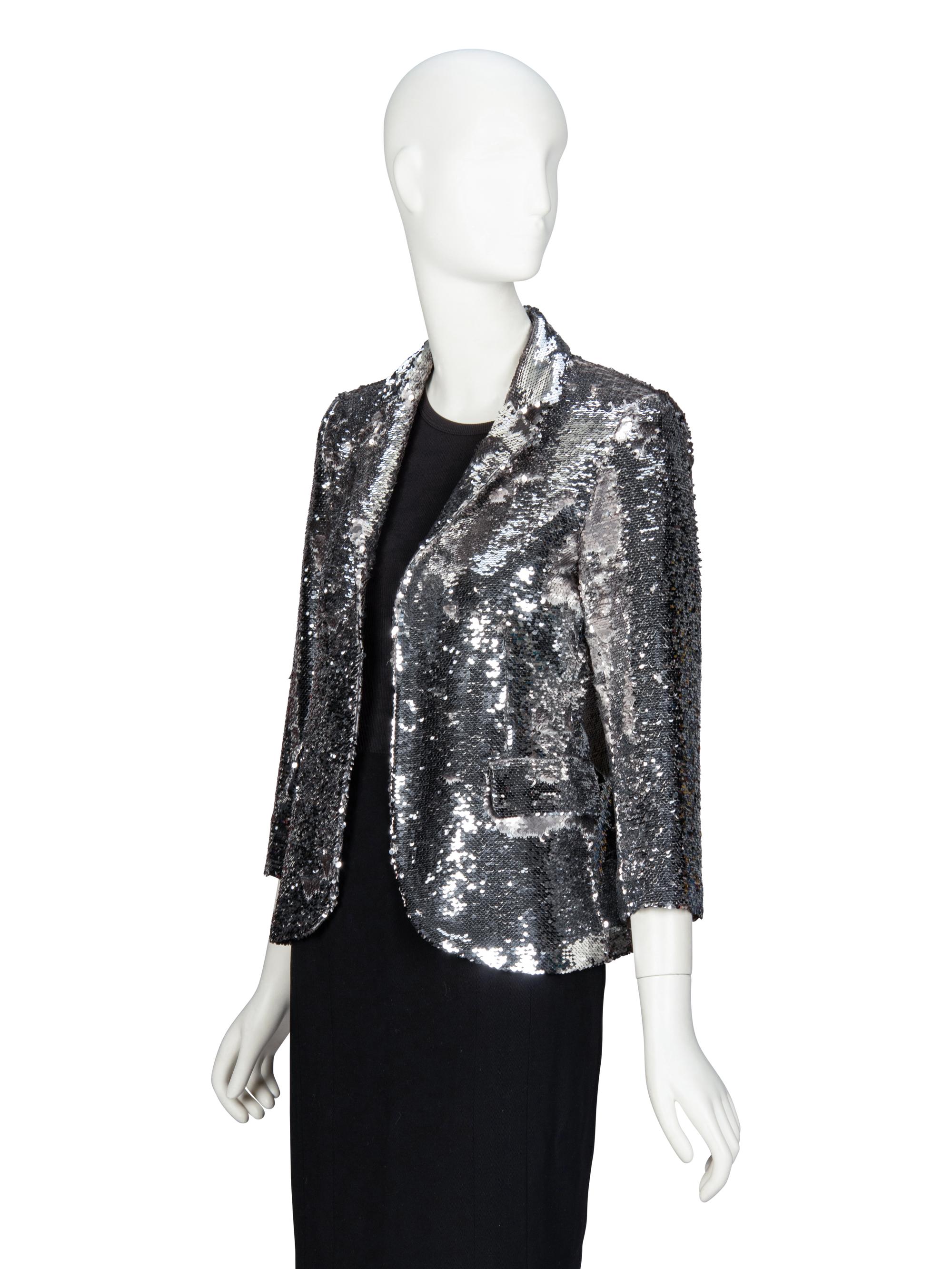 LIBERTINE, SILVER SEQUINED TAILORED JACKET