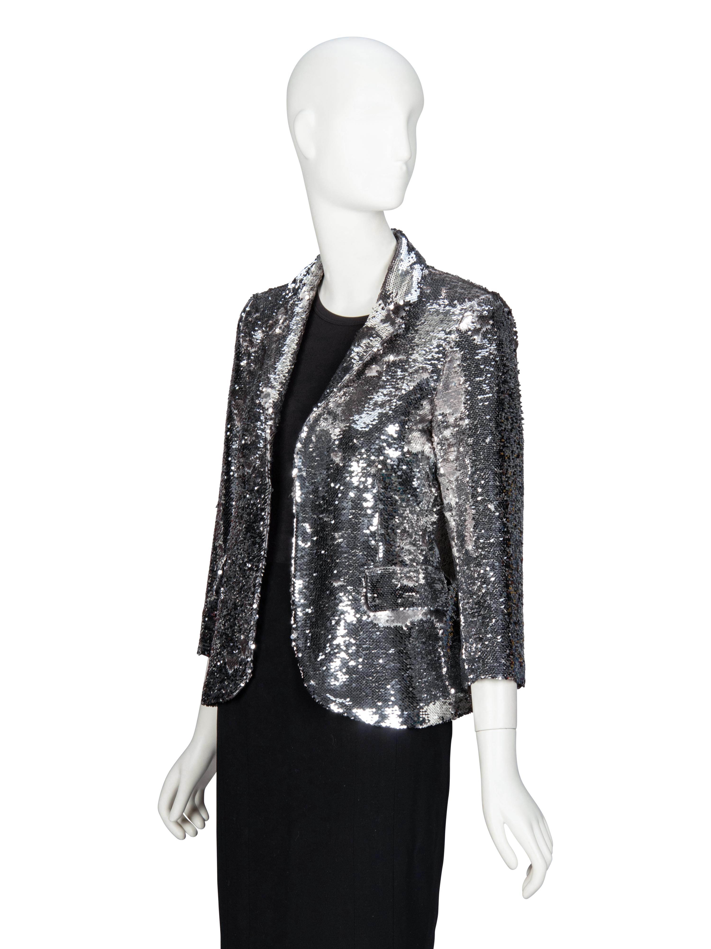 LIBERTINE, SILVER SEQUINED TAILORED JACKET