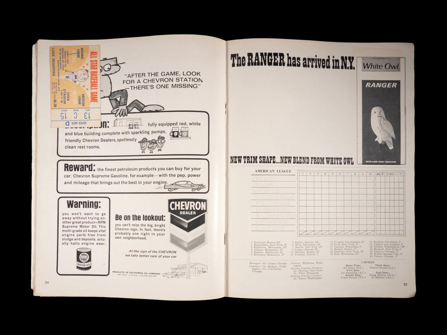 A 1964 Shea Stadium Major League Baseball All-Star Game Official Program and Ticket Stub