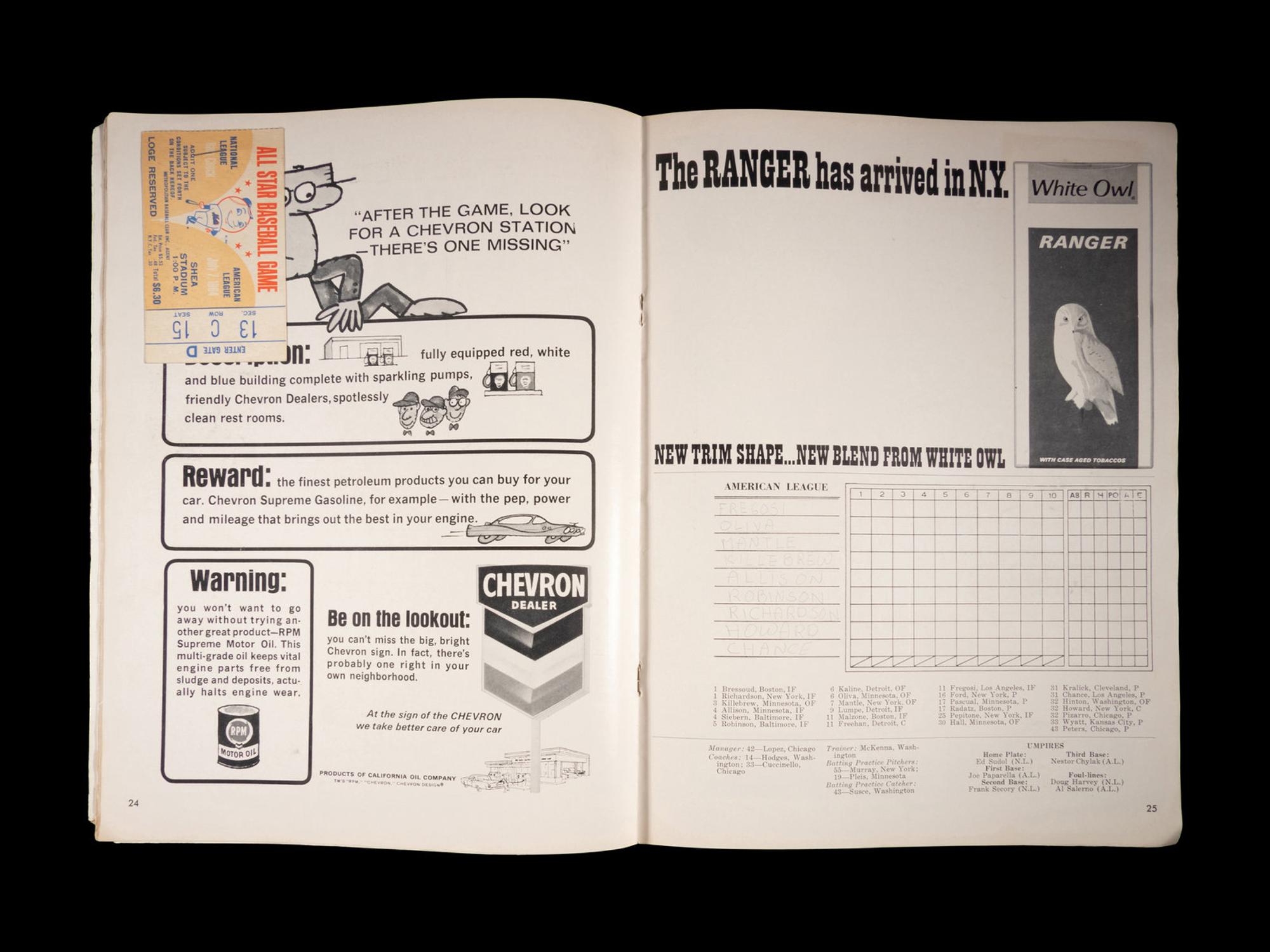 A 1964 Shea Stadium Major League Baseball All-Star Game Official Program and Ticket Stub