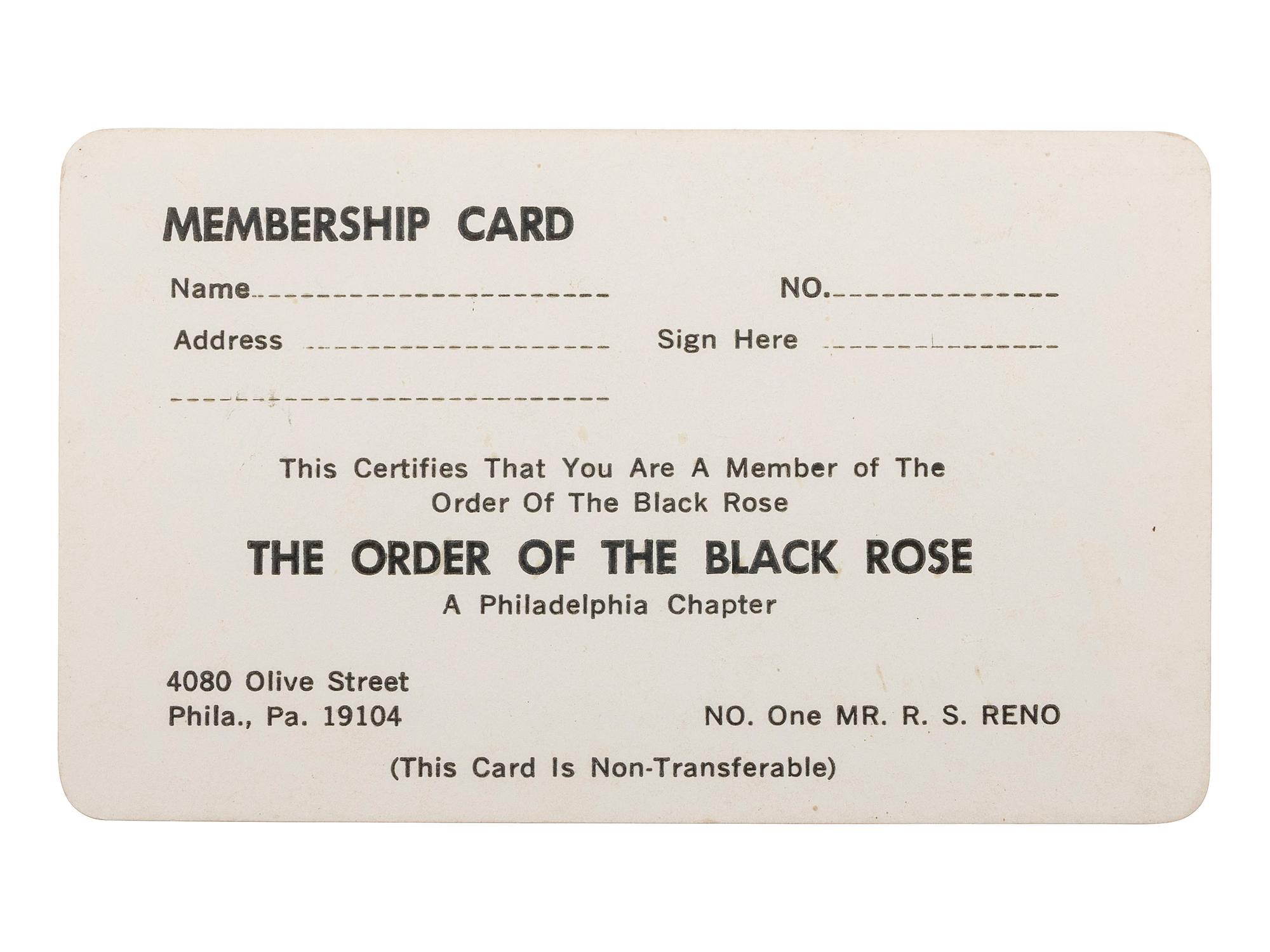 [RELIGION]. A group of 7 items involving African American churches and pastors, incl. AME Church membership card, Order of the Black Rose membership card, photographs, and imprints.